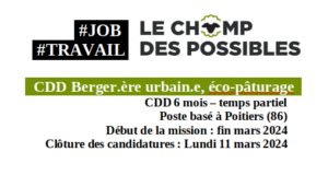 emploi cdd berger.e urbain.e